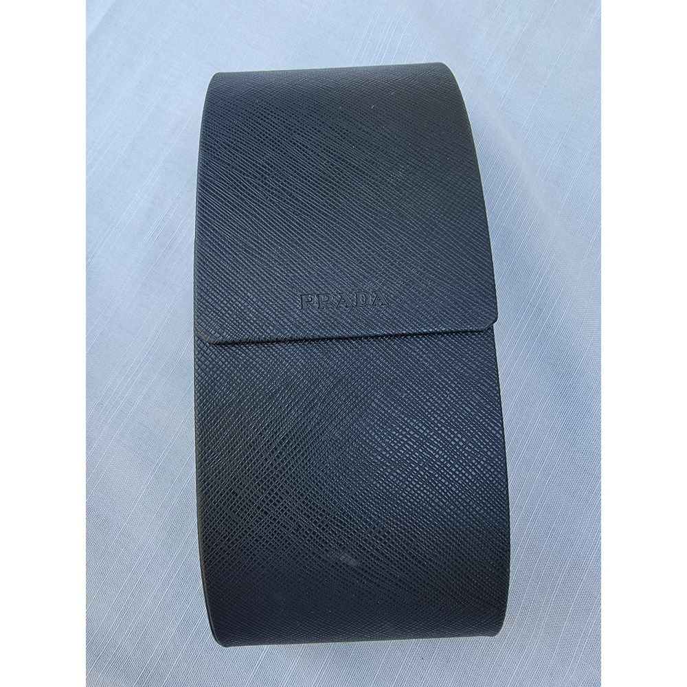 Prada Black Saffiano Leather Sunglasses Case Hard Shell Magnetic Flap Logo